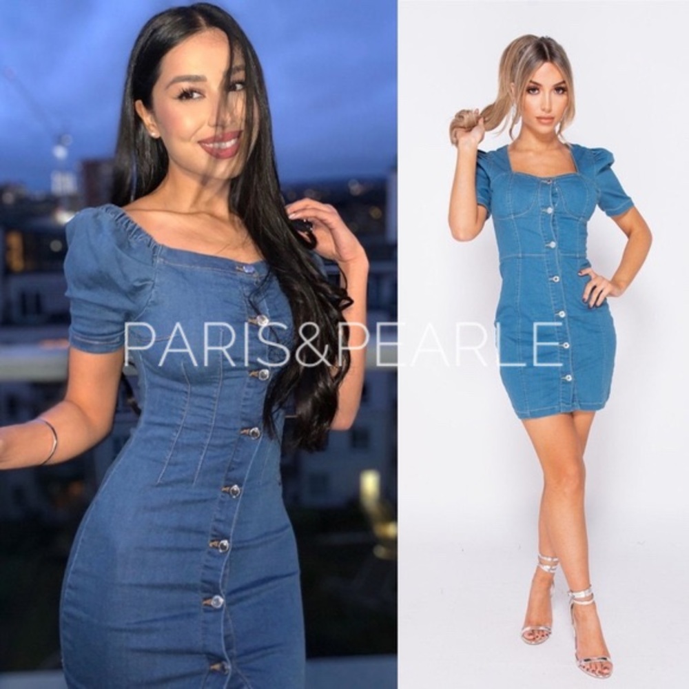 Charlie Puff Sleeve Button front Denim Dress